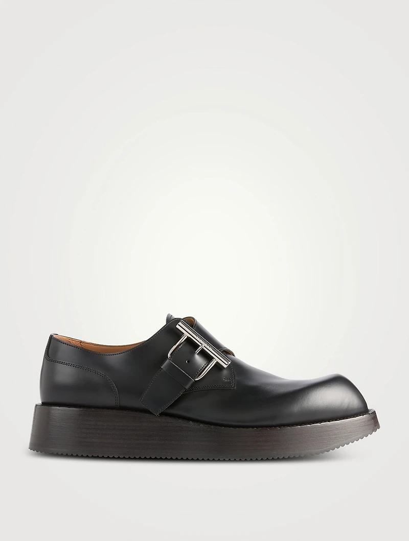 T-Bar Creeper Leather Monk Strap Shoes