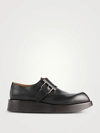 T-Bar Creeper Leather Monk Strap Shoes