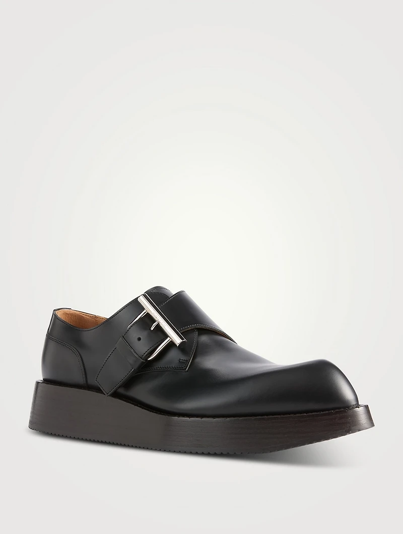 T-Bar Creeper Leather Monk Strap Shoes