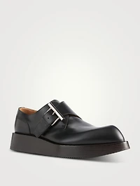 T-Bar Creeper Leather Monk Strap Shoes