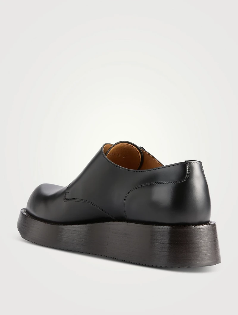 T-Bar Creeper Leather Monk Strap Shoes