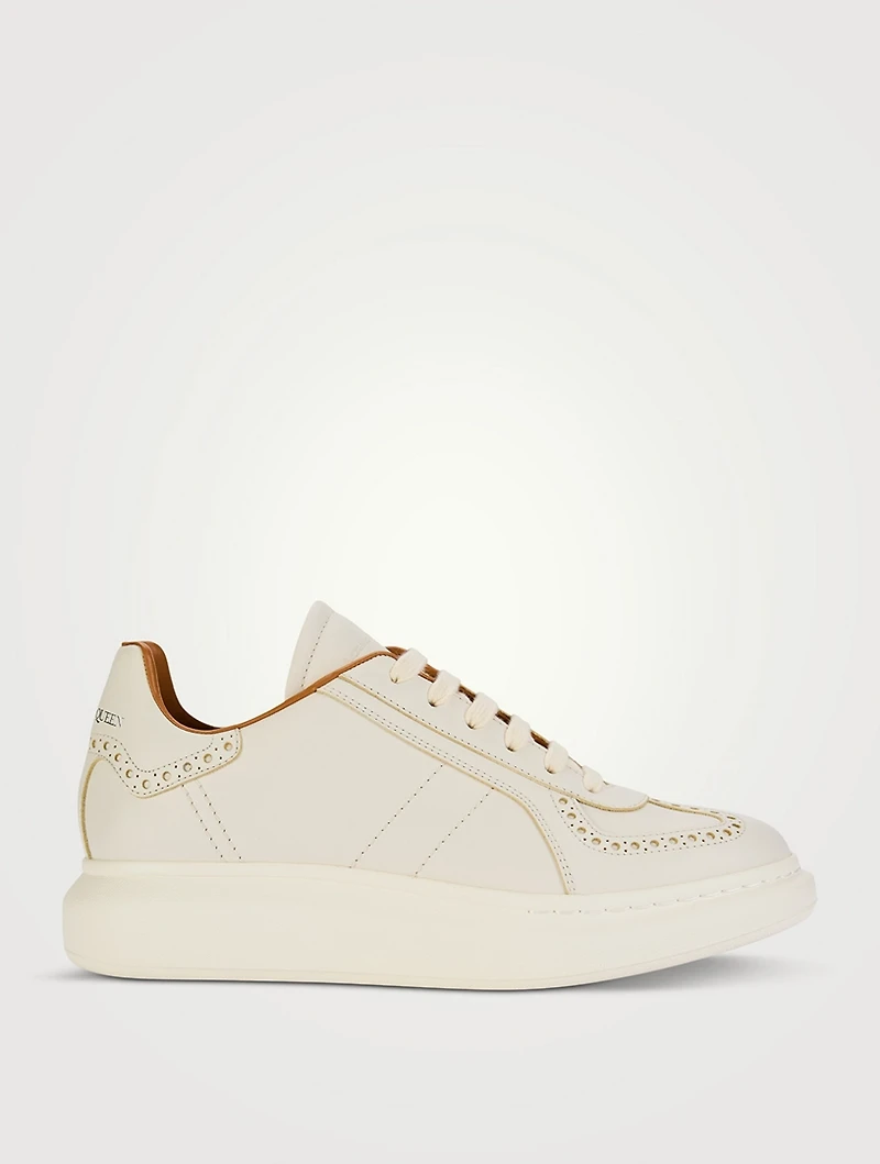 Retro Brogue-Detail Leather Sneakers