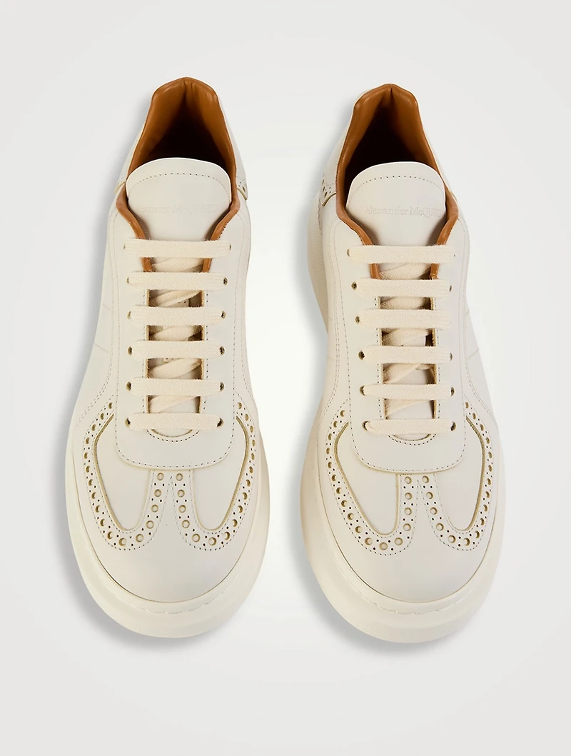 Retro Brogue-Detail Leather Sneakers