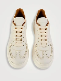 Retro Brogue-Detail Leather Sneakers