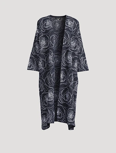 Rose-Embroidered Linen Cotton Coat