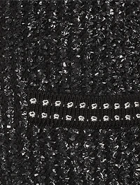 Eyelash Tweed Jacquard Tie-Neck Cardigan