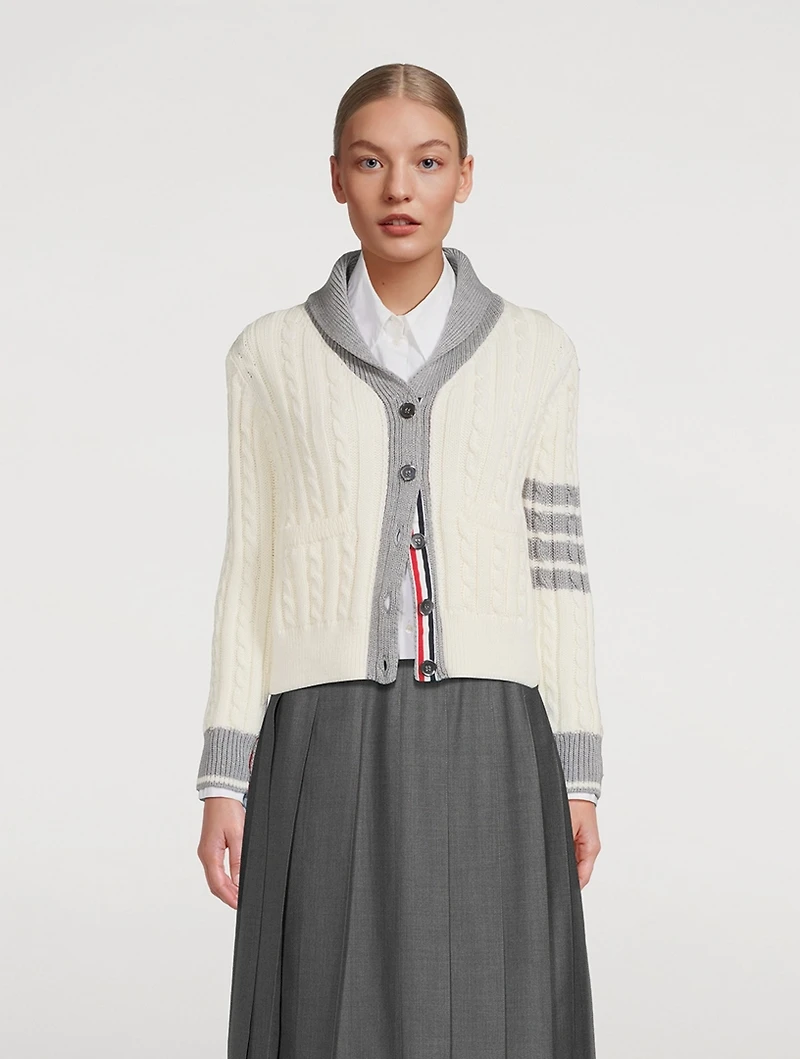 Cable-Knit Wool Cardigan