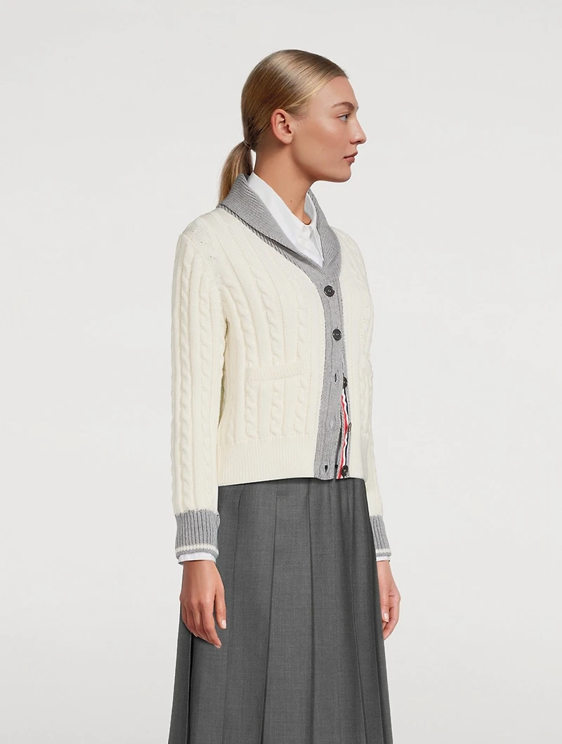 Cable-Knit Wool Cardigan