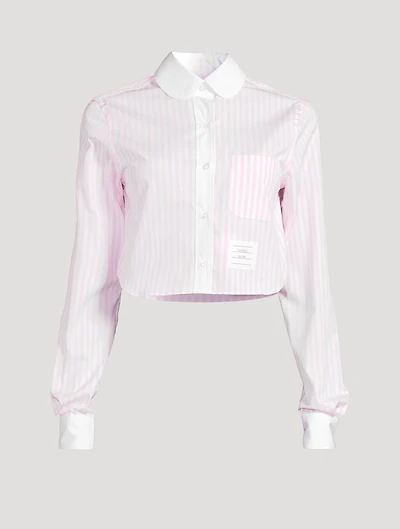 Cropped Poplin Shirt Stripe Print