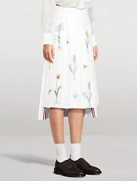 Pleated Midi Skirt Botanical Flower Print