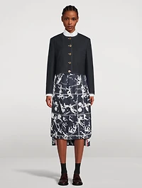 Pleated Silk Midi Skirt Olympic Constellation Print