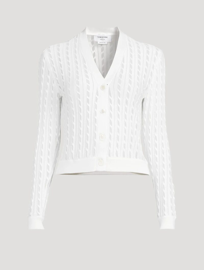 Silk Cotton Cable-Knit Cardigan