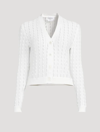Silk Cotton Cable-Knit Cardigan