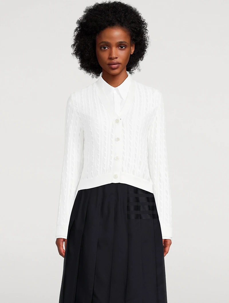 Silk Cotton Cable-Knit Cardigan