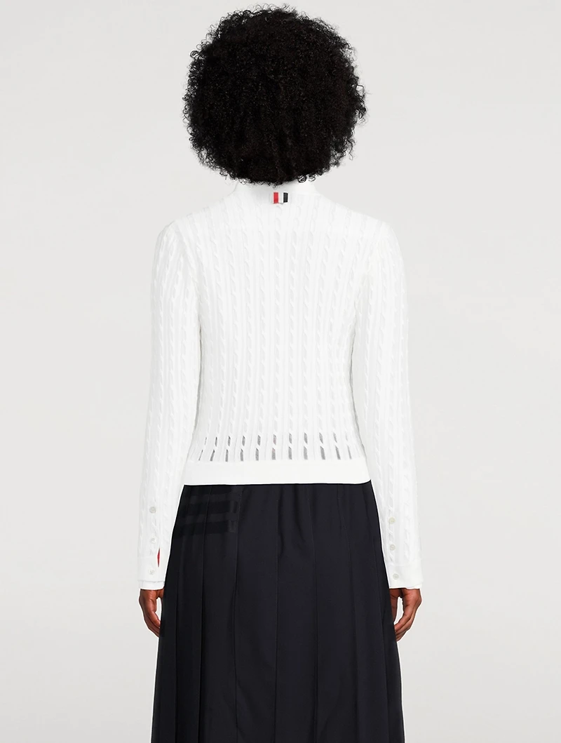 Silk Cotton Cable-Knit Cardigan