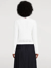 Silk Cotton Cable-Knit Cardigan