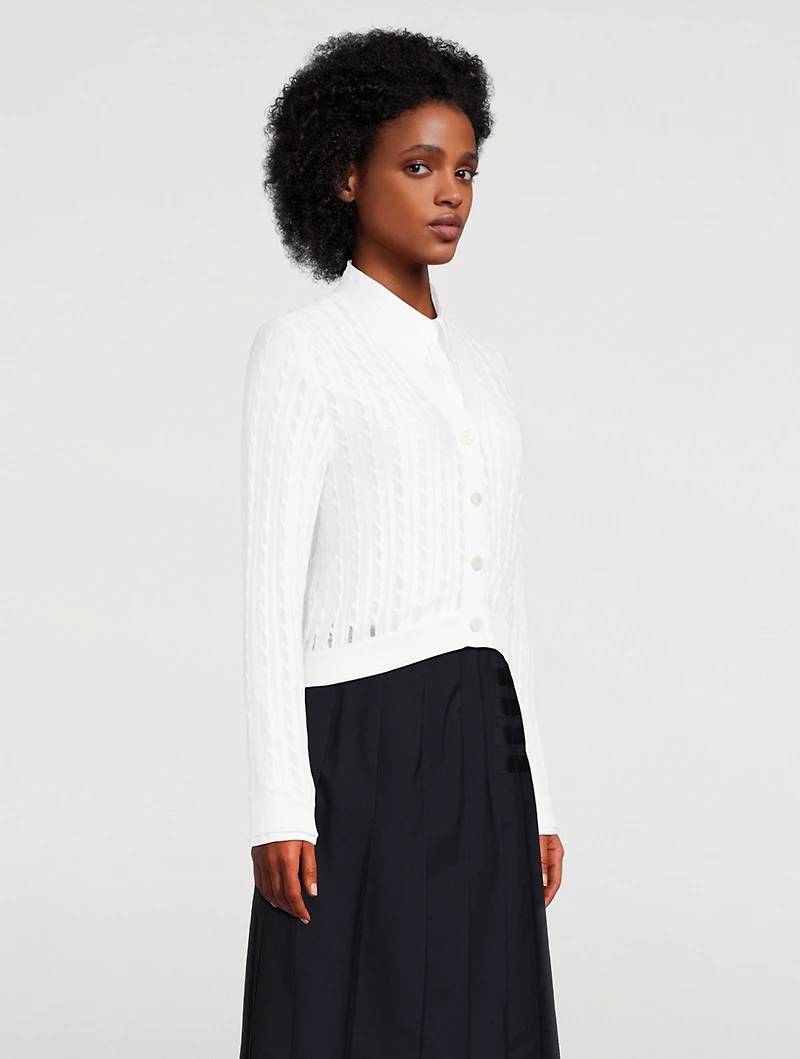 Silk Cotton Cable-Knit Cardigan