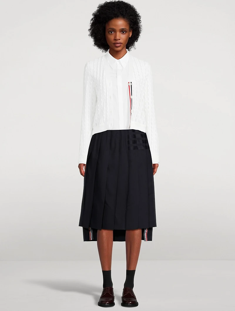 Silk Cotton Cable-Knit Cardigan