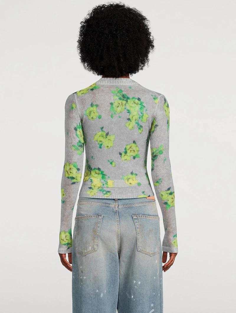 Layered Floral Jacquard Cardigan