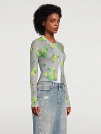 Layered Floral Jacquard Cardigan