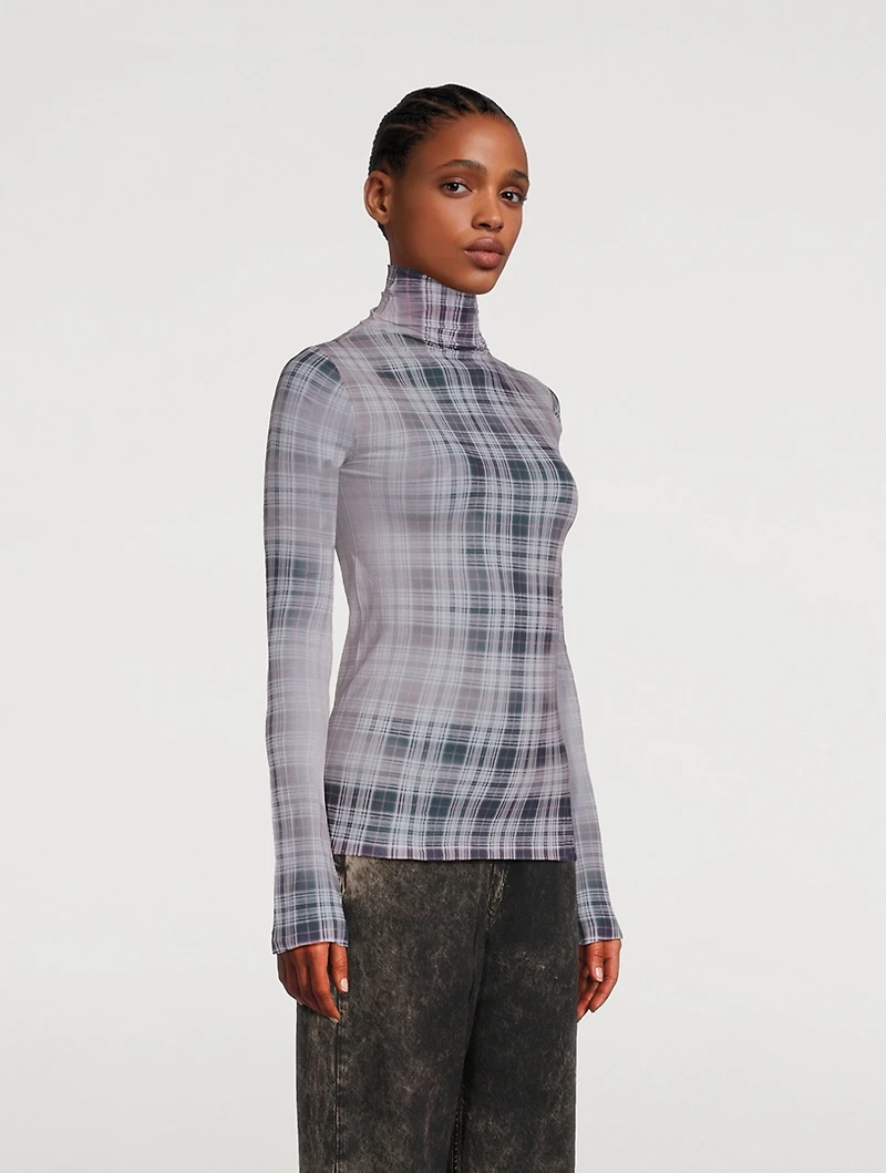 Seamless Turtleneck Plaid Print