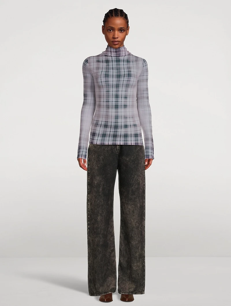 Seamless Turtleneck Plaid Print
