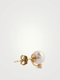 14K Gold Pearl And Diamond Earrings