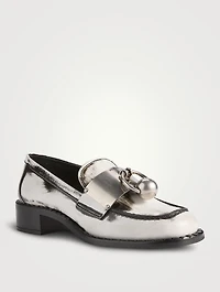 Brushed Leather Loafers With Metal Ring