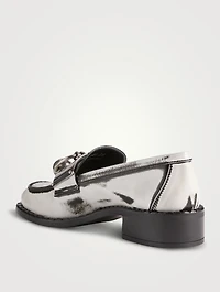 Brushed Leather Loafers With Metal Ring