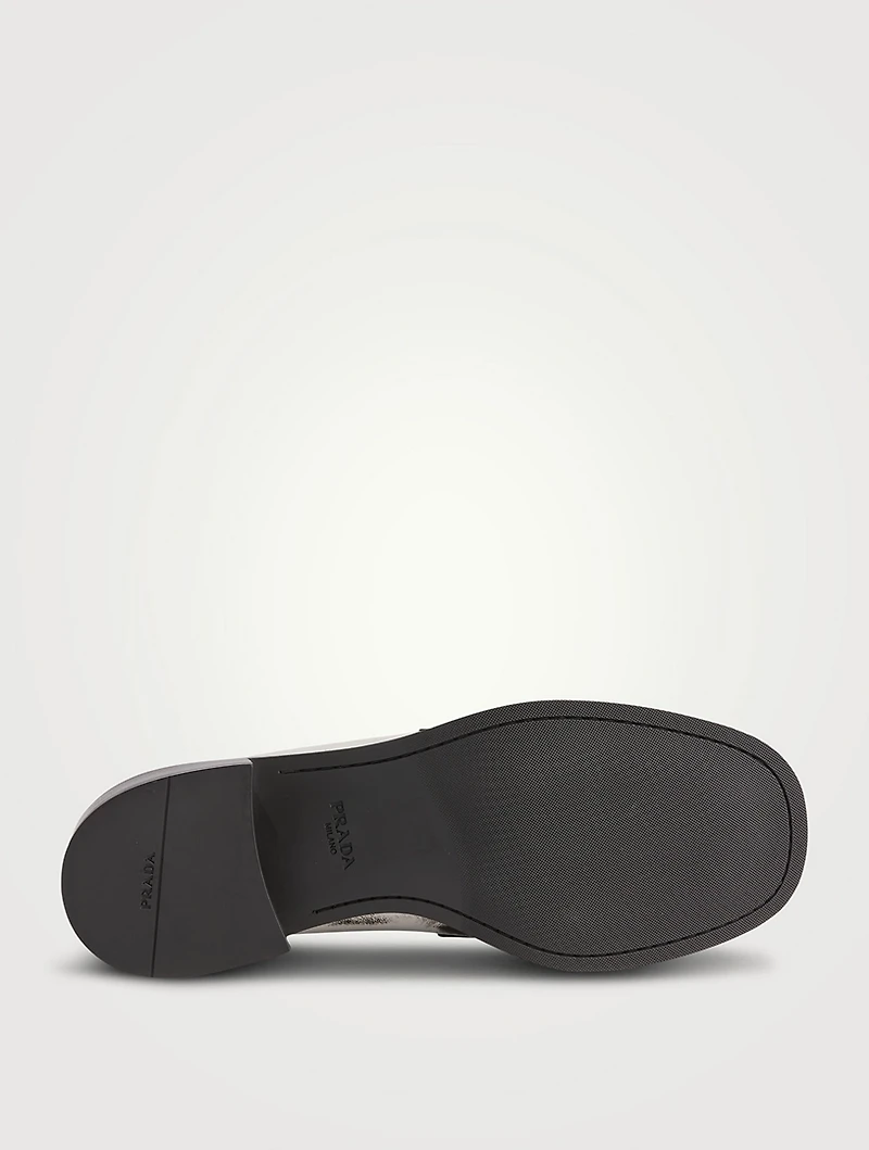 Brushed Leather Loafers With Metal Ring