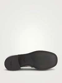 Brushed Leather Loafers With Metal Ring