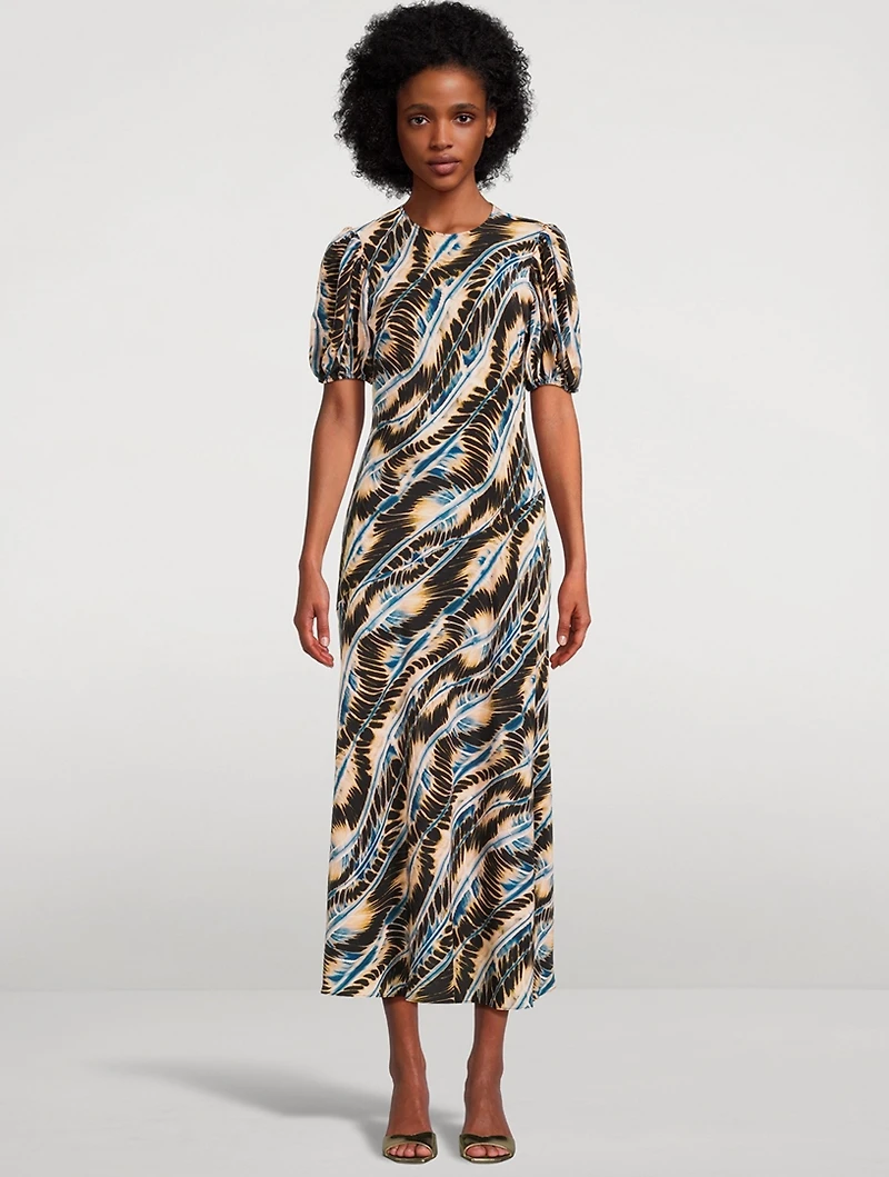 Ines Printed Silk Midi Dress