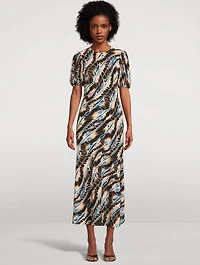 Ines Printed Silk Midi Dress