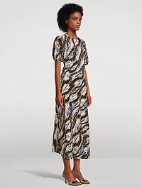 Ines Printed Silk Midi Dress