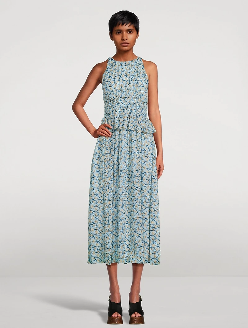 Adeline Printed Silk Midi Dress