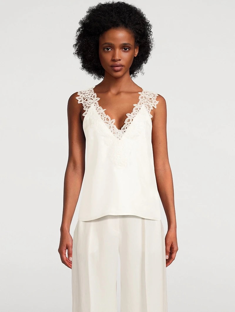 Lace-Trimmed Silk Cami