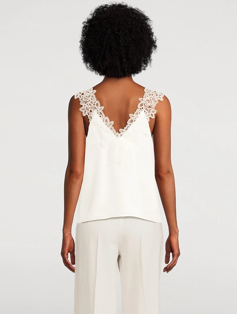 Lace-Trimmed Silk Cami