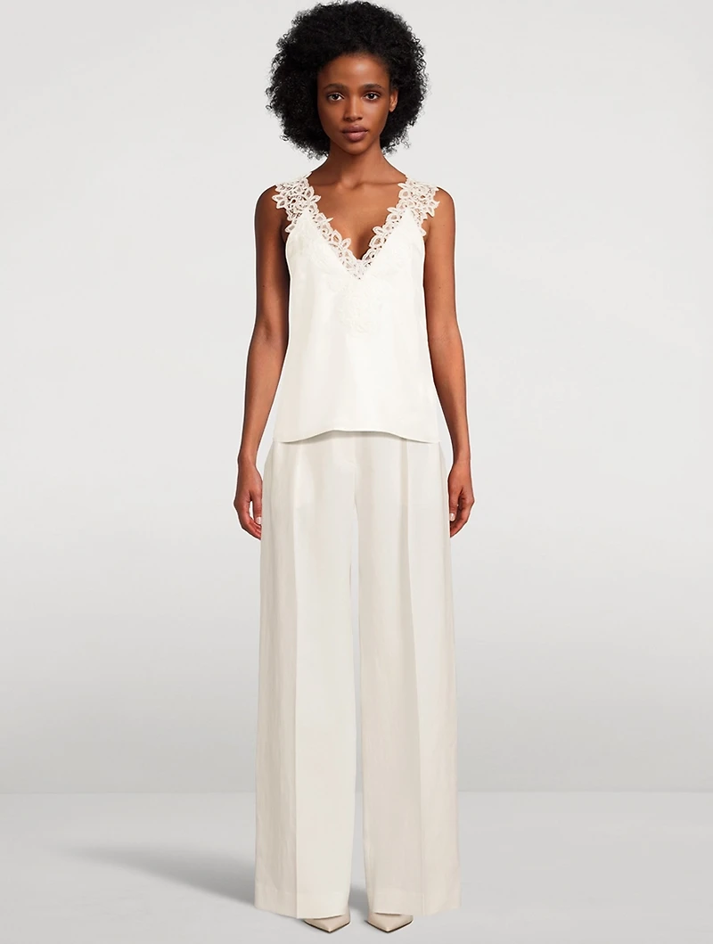 Lace-Trimmed Silk Cami