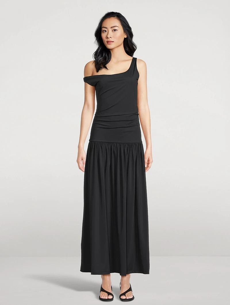 Off-The-Shoulder Scuba Maxi Dress