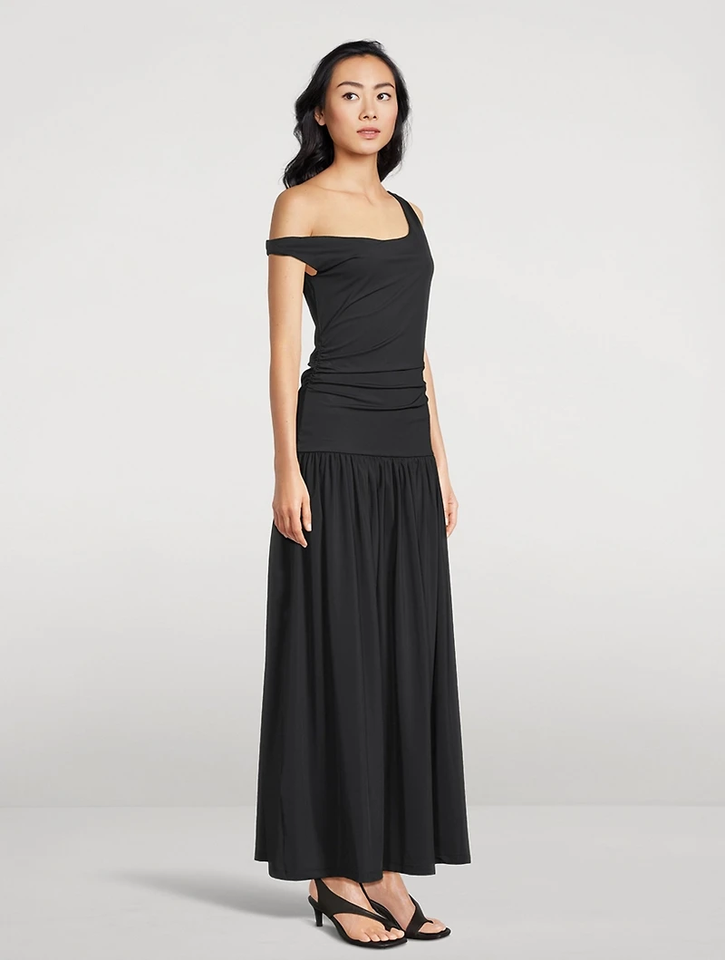 Off-The-Shoulder Scuba Maxi Dress