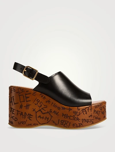 Maxime Leather Platform Wedge Slingback Sandals