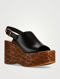 Maxime Leather Platform Wedge Slingback Sandals