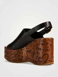 Maxime Leather Platform Wedge Slingback Sandals