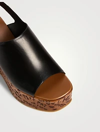 Maxime Leather Platform Wedge Slingback Sandals