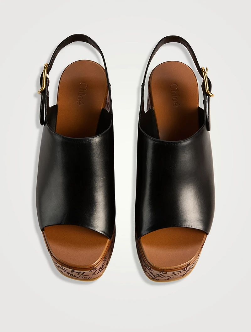 Maxime Leather Platform Wedge Slingback Sandals