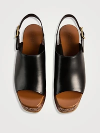 Maxime Leather Platform Wedge Slingback Sandals