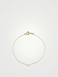 Sea Of Beauty 14K Gold Bracelet With Heart Diamond And Pearl