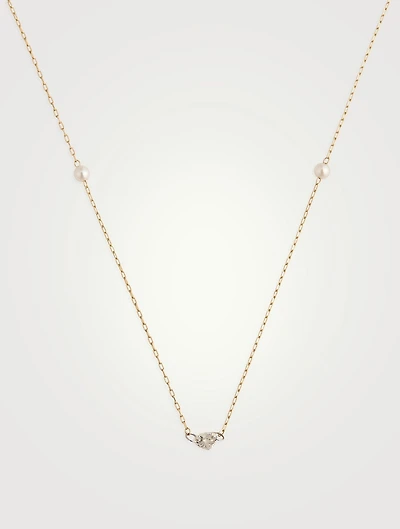 Sea Of Beauty Necklace With Heart Diamond And Pearls