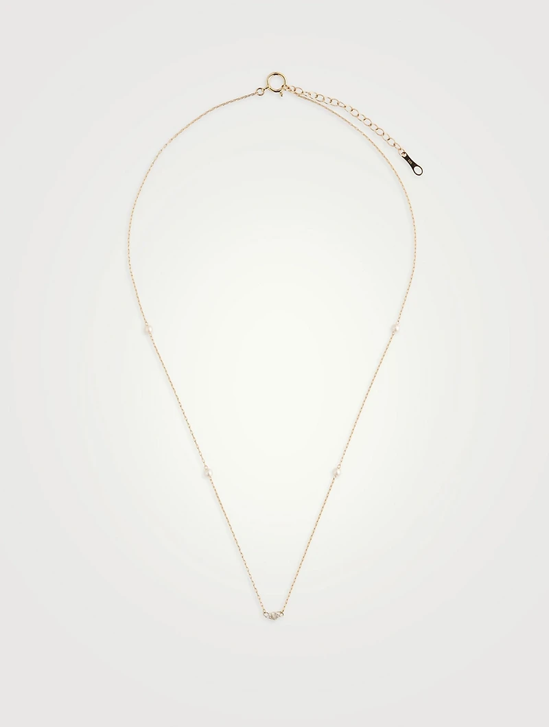 Sea Of Beauty Necklace With Heart Diamond And Pearls