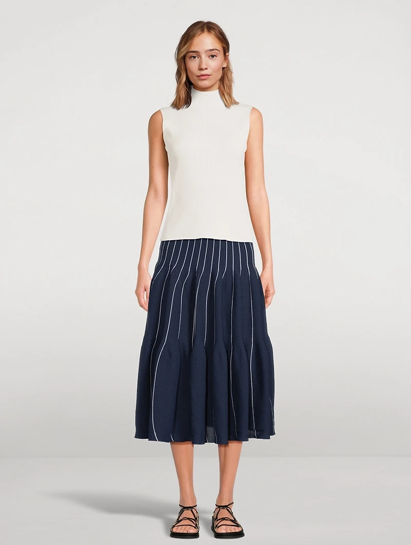 Cascades Ribbed Midi Skirt